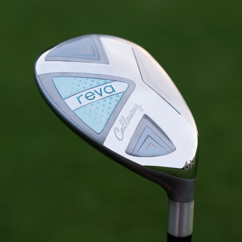 Callaway REVA 2026 Peach/Surf women’s hybrid head at address