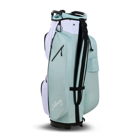Callaway REVA 2026 Peach/Surf cart bag, rear view