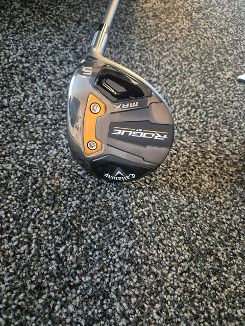 Rear sole view of used Callaway Rogue ST Max women's 5 wood