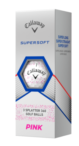 Sleeve of three Callaway Supersoft Pink Splatter Golf Balls