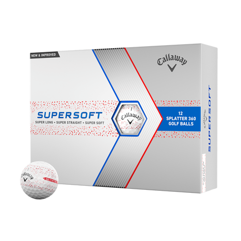 Box of 12 Callaway Supersoft Splatter Red Golf Balls