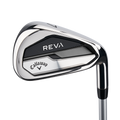 Close-up of the back badge on the iron from the Callaway Women's Reva 11 Piece Package Set, showing the detailed branding and design