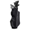 Callaway Women's Reva 11 Piece Package Set in black, standing upright with golf clubs fully enclosed in the matching bag.