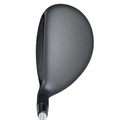 A close-up of the Callaway X Hot Hybrid by Callaway showcases its smooth, matte black clubhead and the visible grooves on the face, highlighting this popular long game club’s precision design.