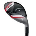 The Callaway X Hot Hybrid by Callaway features a black, silver, and red design with 19° loft on the hosel—an excellent long game club for golfers.