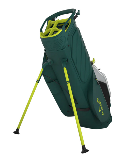 Legs extended and facing with top compartments showing 