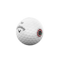 Callaway Supersoft Limited Edition Casino golf ball. The white ball features the Callaway logo along with a roulette wheel graphic near the base, showcasing a casino theme