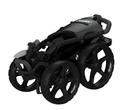 Clicgear Model 8.0+ golf trundler in black, folded compactly for storage, 'Clicgear' logo visible on the frame and wheels.