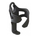 The Clicgear Cup Holder by Clicgear is a black plastic accessory with curved sides and an open front that securely holds your drink, doubling as a convenient golf push cart or bicycle bottle holder.