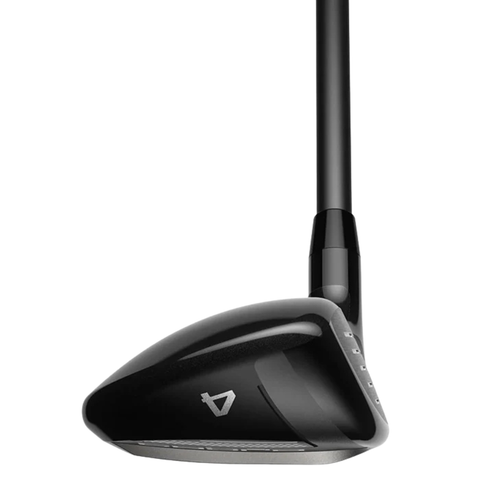 A close-up of the Cobra 2025 Baffler Iron & Hybrid Set | 4/5 H, 6-PW + SW Graphite club head shows the black finish, silver Cobra logo, and forgiving graphite shaft—a key feature of this easy-launch hybrid iron set from Cobra.