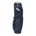 The Cobra 2025 Ultralite Pro Stand Bag by Cobra is a navy blue, lightweight golf bag for walkers, featuring multiple zippered pockets and a white Cobra logo tag on the side, standing upright against a plain white background.