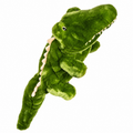 Daphne's Alligator golf headcover on a clean white background, shown in side profile with green plush fur, long snout, cream teeth, small legs and cream back ridges.
