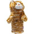 Daphnes Animal Golf Headcovers by Daphne features a plush hand puppet designed as an orange tabby cat with white accents, green eyes, and a pink nose. This soft headcover keeps clubs protected while adding fun to your game.