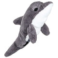 A soft, plush dolphin golf club cover by Daphne’s Animal Golf Headcovers features gray fur on top, white underneath, and a leaping pose—perfect for golf enthusiasts seeking a whimsical touch from the Daphne brand.