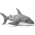 A soft, gray plush shark golf headcover with blue eyes, white underside, and stitched gills, from the Daphnes Animal Golf Headcovers collection by Daphne.