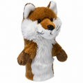 Daphne's Fox golf headcover shown upright from a three-quarter front view, with russet-brown plush fur, white cheeks and chest, pointed ears and a black nose.