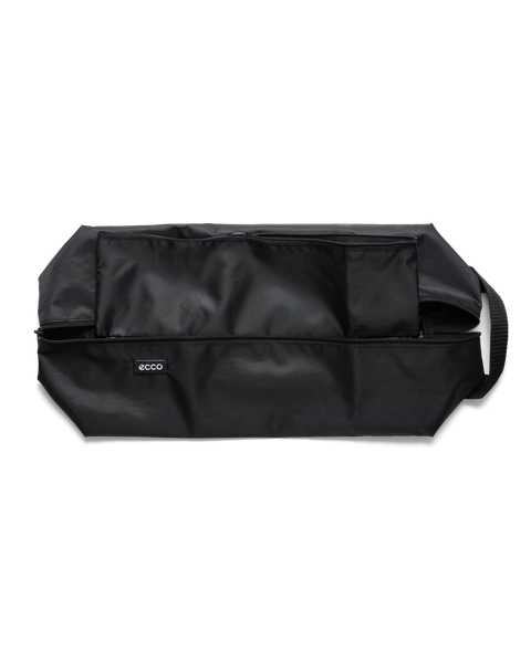 The ECCO Shoe Bag by Ecco is a black, rectangular ventilated shoe bag with an external pocket and a small “ecco” logo on the front, shown against a plain background.