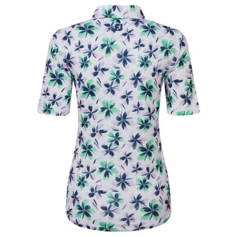 FootJoy Womens 1/4 Zip Short Sleeve Floral Shirt