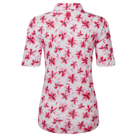 FootJoy Womens 1/4 Zip Short Sleeve Floral Shirt