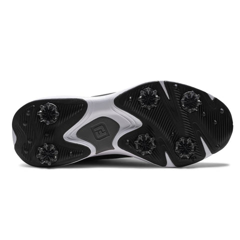 FootJoy 2026 Qualifier Wide Men's Spiked Golf Shoes Black White Steel Grey - top view