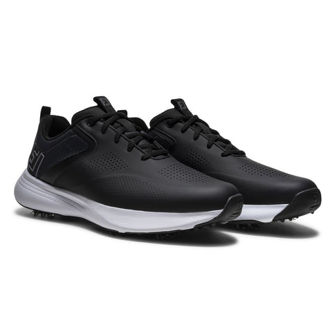 FootJoy 2026 Qualifier Wide Men's Spiked Golf Shoes Black White Steel Grey - heel view