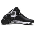 FootJoy 2026 Qualifier Wide Men's Spiked Golf Shoes Black White Steel Grey - outsole view