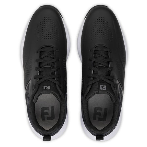 FootJoy 2026 Qualifier Wide Men's Spiked Golf Shoes Black White Steel Grey - upper detail
