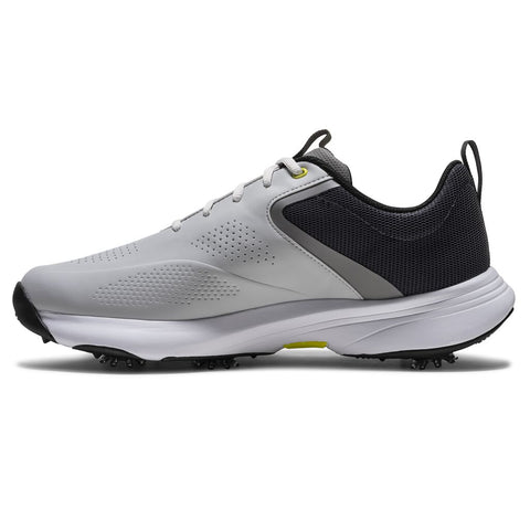 FootJoy 2026 Qualifier Wide Men's Spiked Golf Shoes Harbor Mist Steel Grey Black - opposite side view