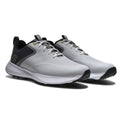 FootJoy 2026 Qualifier Wide Men's Spiked Golf Shoes Harbor Mist Steel Grey Black - heel view