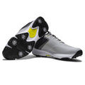 FootJoy 2026 Qualifier Wide Men's Spiked Golf Shoes Harbor Mist Steel Grey Black - outsole view