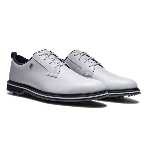 FootJoy 2026 Vanguard Men's Golf Shoes White/Navy/Blue - pair three-quarter view