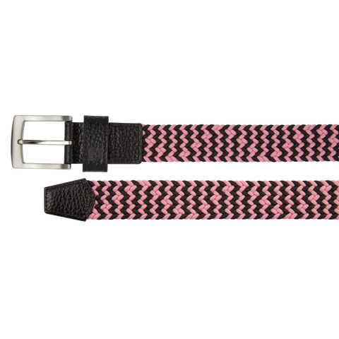 FootJoy Braided Golf Belt Black/Pink Pop - full view