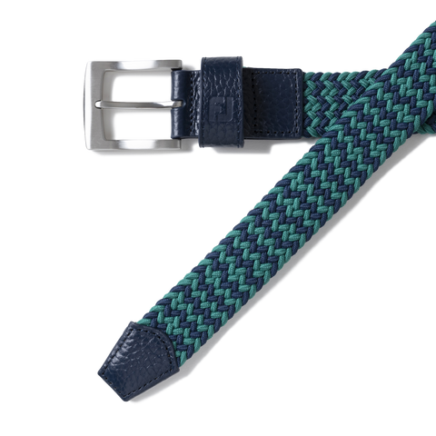 FootJoy Braided Golf Belt Navy/Field Green – buckle and braid detail