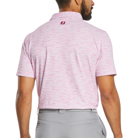 FootJoy Broken Stripe Print Pique Men's Polo | White/Magenta