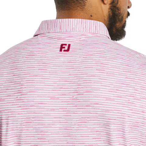 FootJoy Broken Stripe Print Pique Men's Polo | White/Magenta