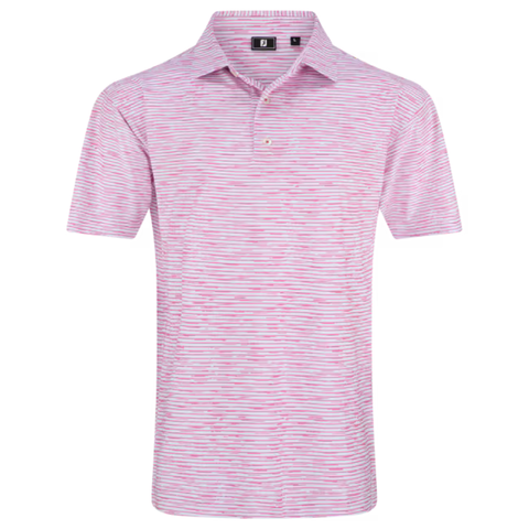 FootJoy Broken Stripe Print Pique Men's Polo | White/Magenta