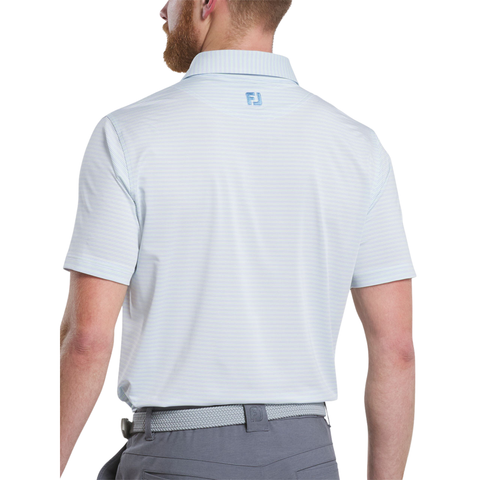 FootJoy Emory Stripe Lisle Men's Polo | White/Pistachio/Blue Jay