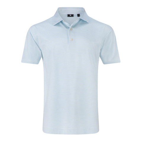 FootJoy Emory Stripe Lisle Men's Polo | White/Pistachio/Blue Jay