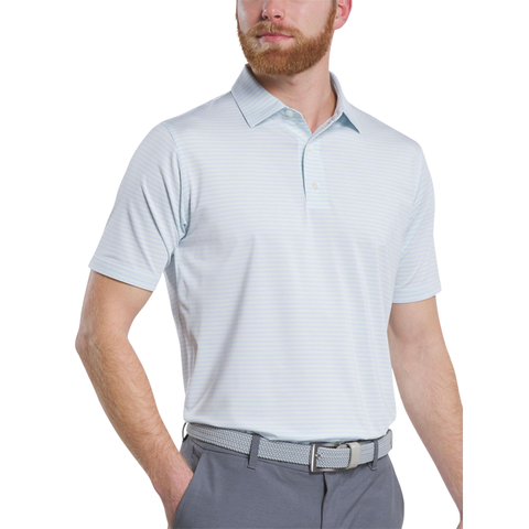 FootJoy Emory Stripe Lisle Men's Polo | White/Pistachio/Blue Jay