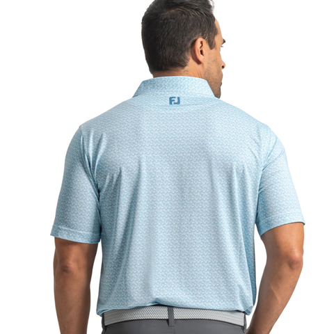 FootJoy Floral Mark Lisle Men's Polo | Blue Reef/Sea Glass/White