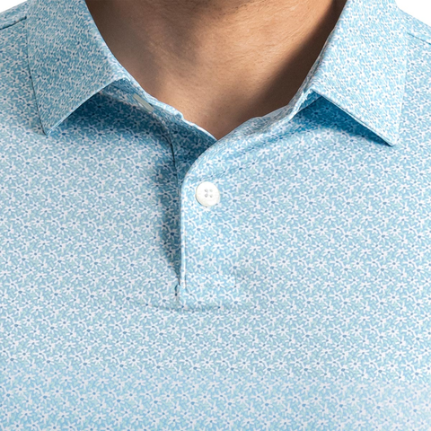 FootJoy Floral Mark Lisle Men's Polo | Blue Reef/Sea Glass/White