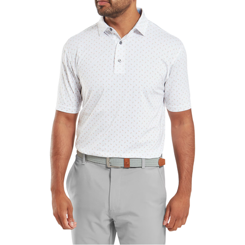 FootJoy Flower Bud Foulard Lisle Men's Polo | White