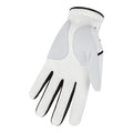 The FootJoy GTxtreme Men's Golf Glove in white, shown palm up on a plain background, features black accents, textured and smooth fabric, and a high-tech grip for precision, durability, and dexterity. Brand: FootJoy.