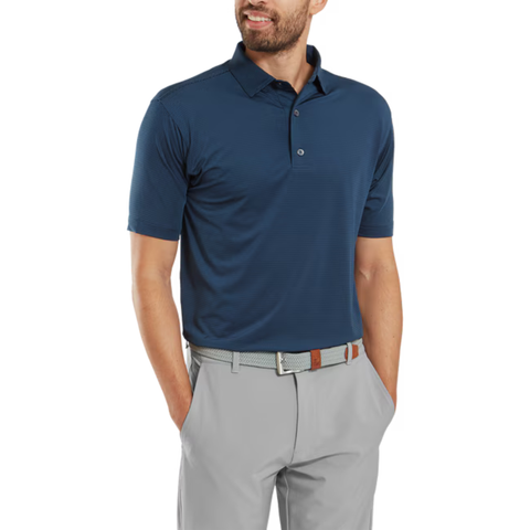 FootJoy Lisle Micro Feeder Stripe Men’s Polo – Navy/Tonal