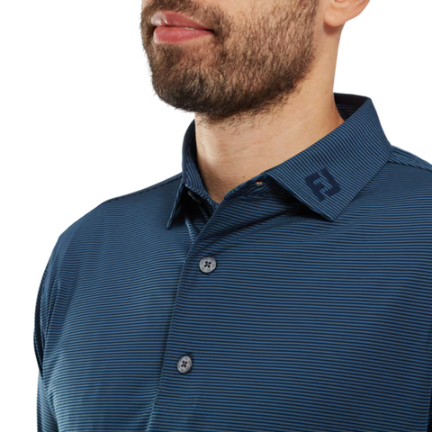 FootJoy Lisle Micro Feeder Stripe Men’s Polo | Navy/Tonal