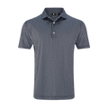 The FootJoy Mens Lisle Houndstooth Geo Print Polo is a short-sleeve, collared golf shirt in black, featuring a subtle geo print and a two-button placket for classic style and comfort.