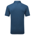 A back view of the FootJoy Mens Micro Feeder Stripe Lisle Polo in navy/tonal, featuring short sleeves, a subtle textured stripe pattern, and a small FootJoy logo centered below the collar.