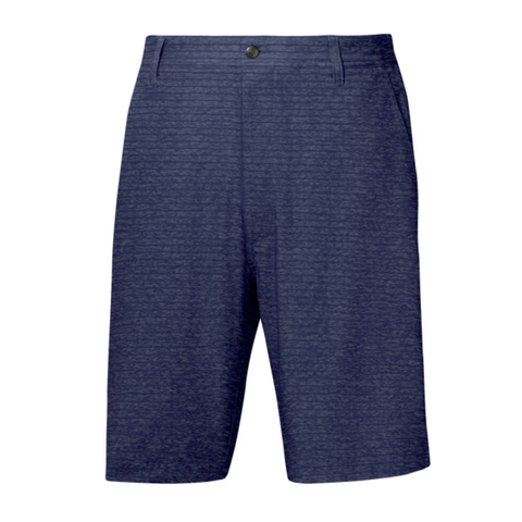 FootJoy Mens Performance Lightweight Short—navy blue, knee-length golf shorts with subtle stripes, front button, belt loops, side pockets, and moisture-wicking fabric for all-day comfort on the course.
