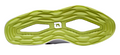 The image shows the lightweight sole of FootJoy Prolite Mens Golf Shoes in White/Navy, featuring a lime green base with wavy grooves and a central cutout displaying stylized FJ branding.