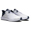 FootJoy QMotion men's golf shoes in White/White/Navy – angled pair view